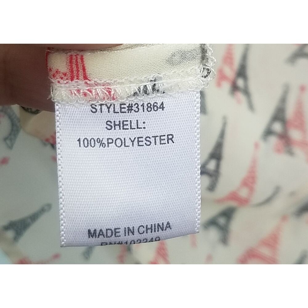 Eiffel Tower Print Sheer Tank W/ Pockets & Buttons - image 8